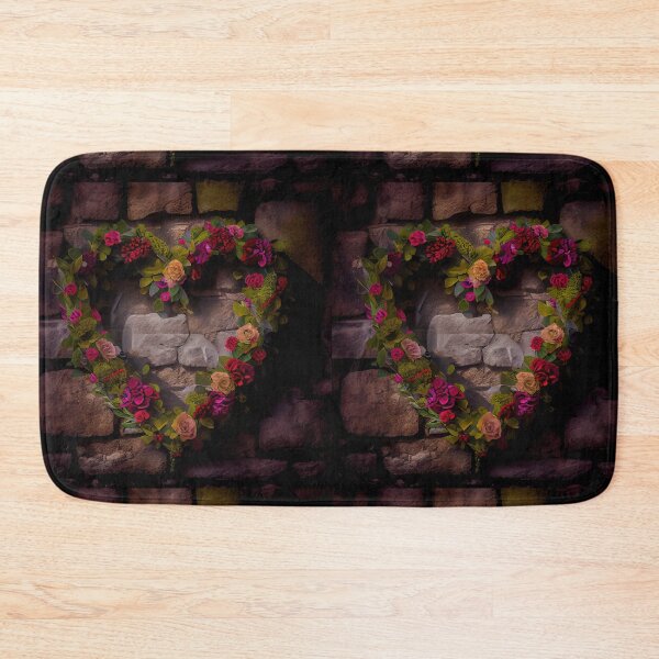 Item preview, Floral heart ring design on a stone wall 9 both vintage and modern floral wallpaper background new for 2023 designed and sold by GeoffBeattie.