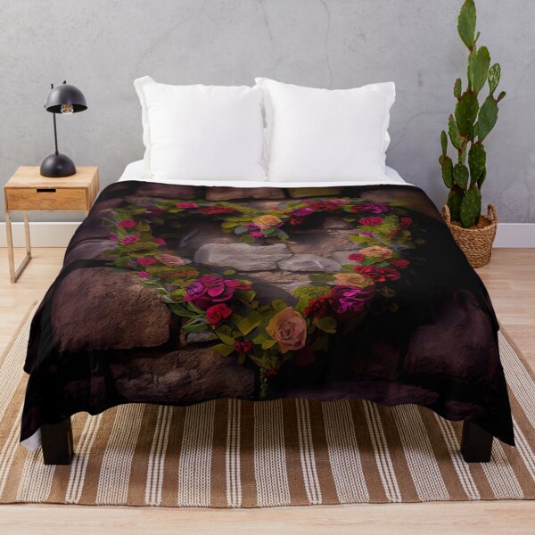 Item preview, Floral heart ring design on a stone wall 9 both vintage and modern floral wallpaper background new for 2023 designed and sold by GeoffBeattie.