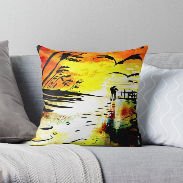 'vivid beach' Throw Pillow