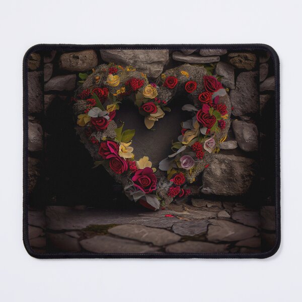 Item preview, Floral heart ring design on a stone wall 10 both vintage and modern floral wallpaper background new for 2023 designed and sold by GeoffBeattie.