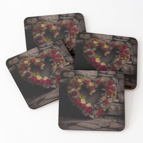 Item preview, Floral heart ring design on a stone wall 10 both vintage and modern floral wallpaper background new for 2023 designed and sold by GeoffBeattie.