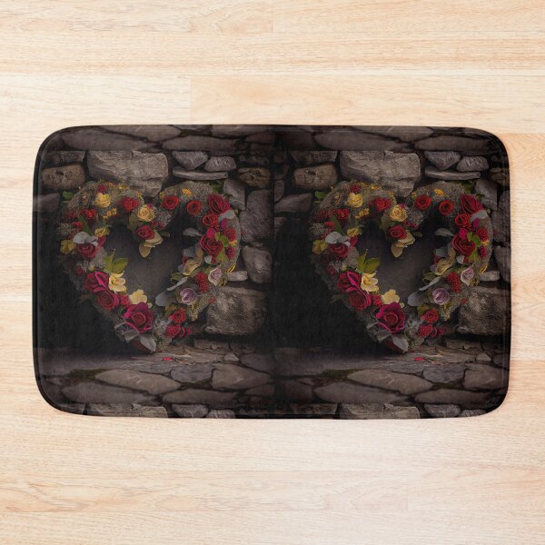 Item preview, Floral heart ring design on a stone wall 10 both vintage and modern floral wallpaper background new for 2023 designed and sold by GeoffBeattie.