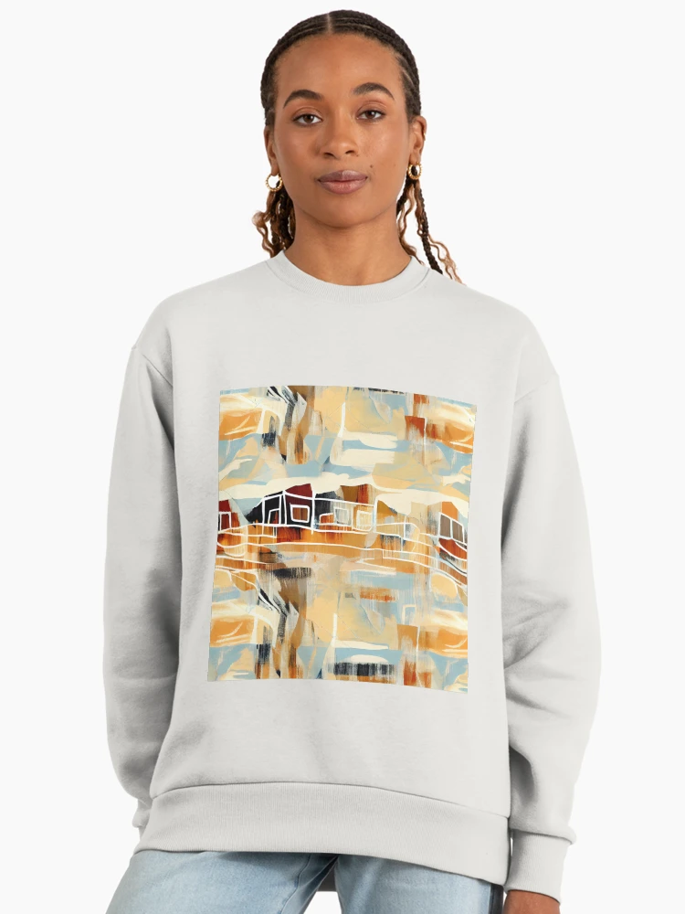 Imagen 3 de 6, Sudadera oversize prémium con la obra Classic Balanced Semi Abstract Modern Farmhouse Pattern Digital Painting, diseñada y vendida por CodeAndColors.