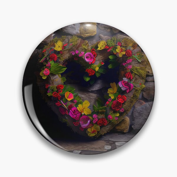 Item preview, Floral heart ring design on a stone wall 11 both vintage and modern floral wallpaper background new for 2023 designed and sold by GeoffBeattie.