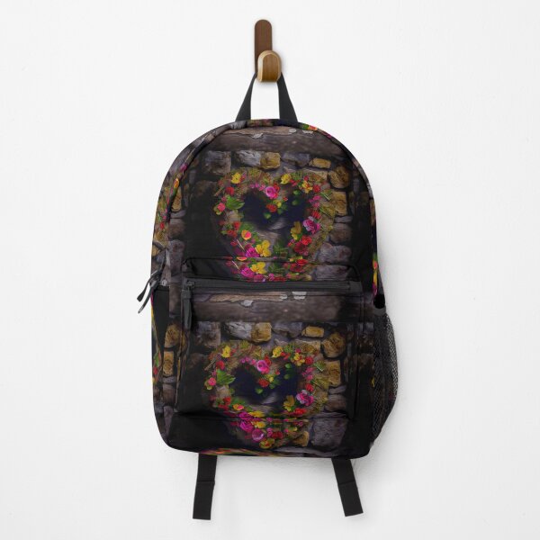 Item preview, Floral heart ring design on a stone wall 11 both vintage and modern floral wallpaper background new for 2023 designed and sold by GeoffBeattie.