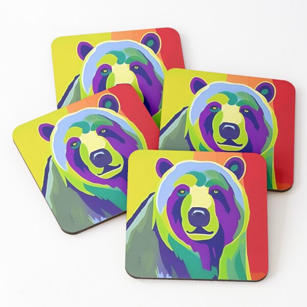 Item preview, Pop Art Style Bear in Colorful Abstract Nature Wildlife Art designed and sold by CattlettArt.