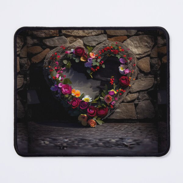 Item preview, Floral heart ring design on a stone wall 12 both vintage and modern floral wallpaper background new for 2023 designed and sold by GeoffBeattie.