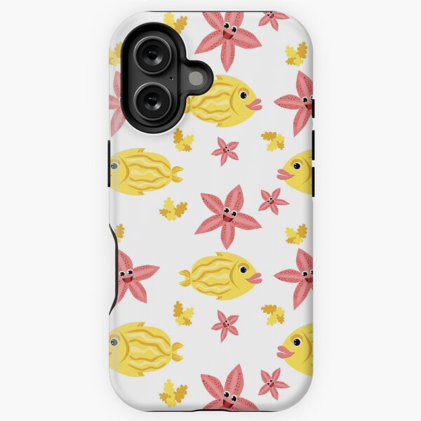 Item preview, Yellow fishes and red seastars on a white background designed and sold by Aveatim.