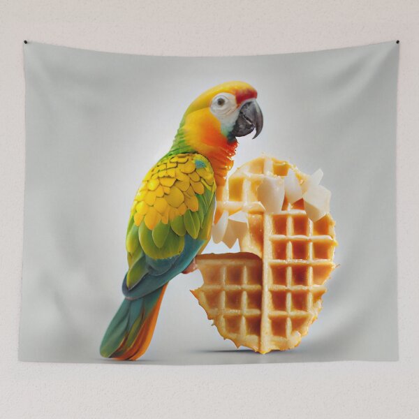 Item preview, Mango and Parrot on a Waffle Digital Painting designed and sold by CodeAndColors.