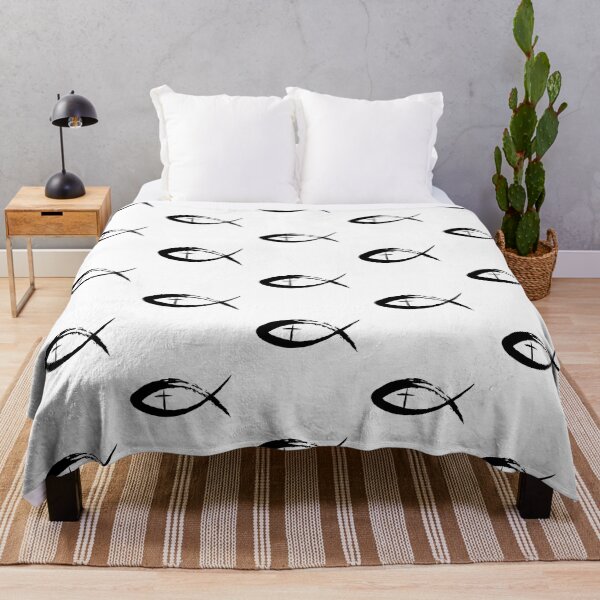 Item preview, Painted Cross and Fish Christian Design - Black designed and sold by CrossAndCrown.