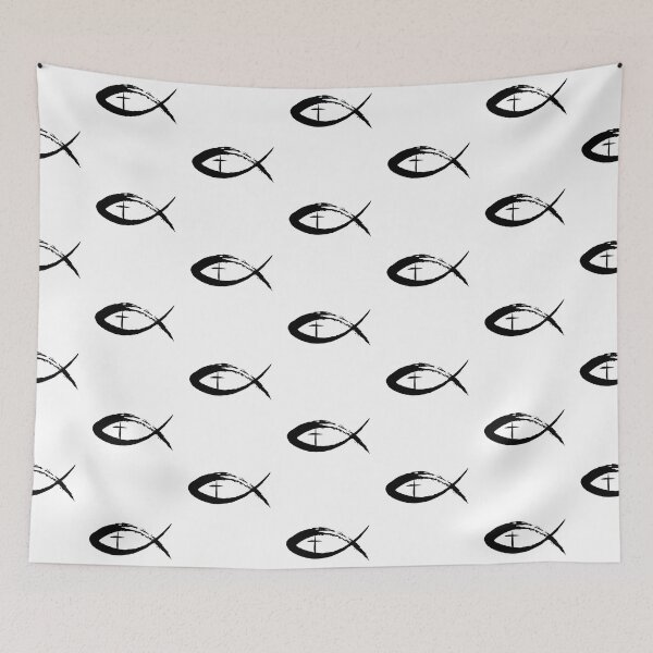Item preview, Painted Cross and Fish Christian Design - Black designed and sold by CrossAndCrown.