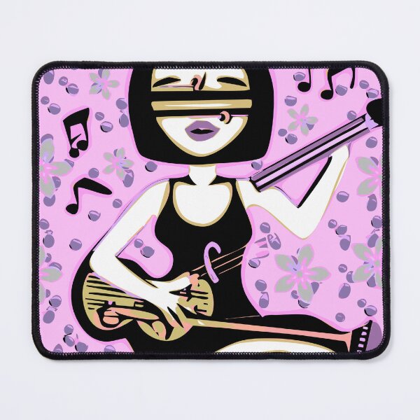 Item preview, "Música Mística: Una Mujer con un Vestido Negro y Lentes Futuristas Tocando el Violín" designed and sold by FunnyShopGirl.