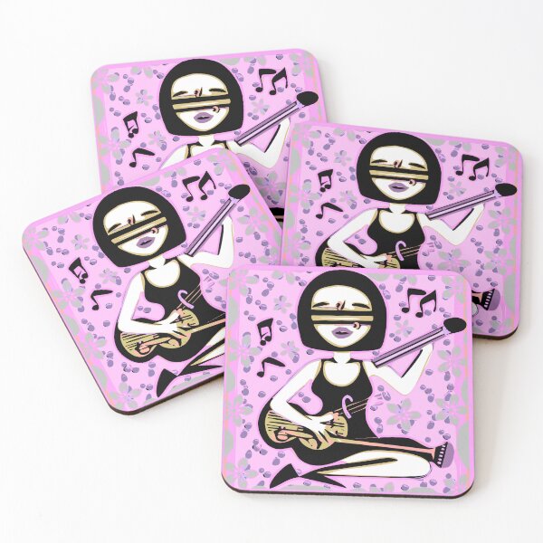 Item preview, "Música Mística: Una Mujer con un Vestido Negro y Lentes Futuristas Tocando el Violín" designed and sold by FunnyShopGirl.