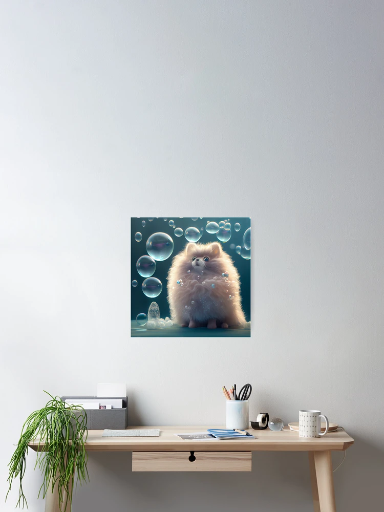Imagen 2 de 3, Póster con la obra Fluffy and the Crested Bubbles Digital Painting, diseñada y vendida por CodeAndColors.