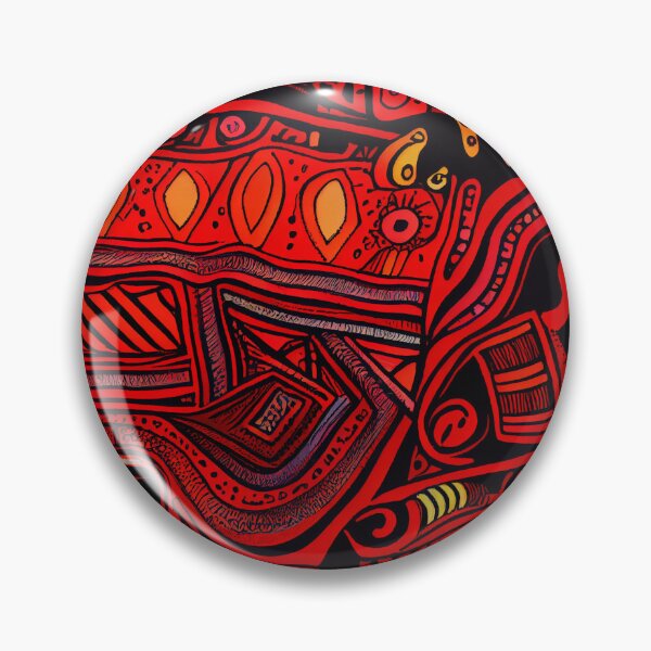 Artikelvorschau, Vibrant Drawn Red Eclectic Pattern Digital Painting entworfen und verkauft von CodeAndColors.