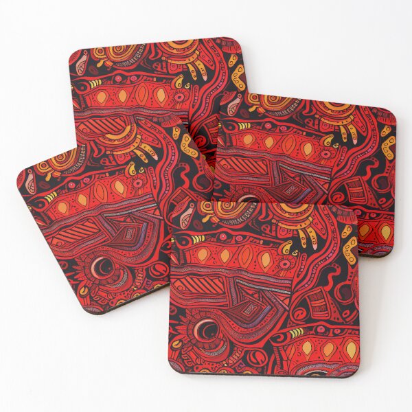 Item preview, Vibrant Drawn Red Eclectic Pattern Digital Painting designed and sold by CodeAndColors.