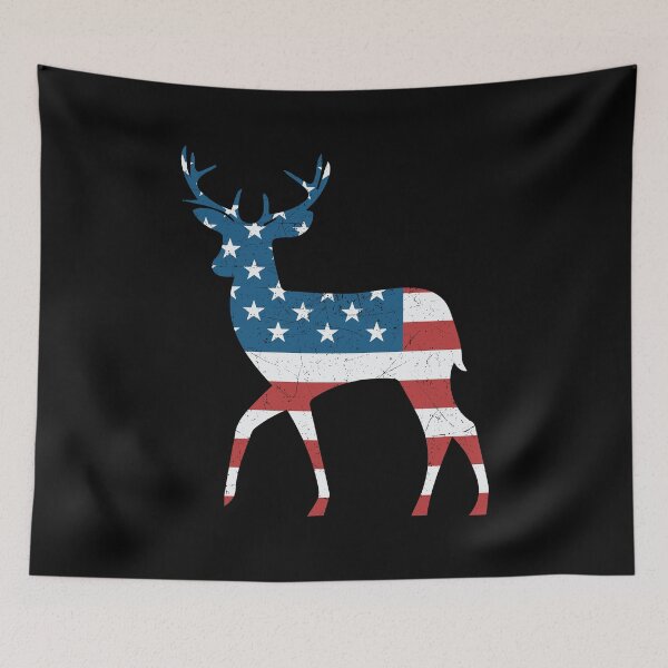 Item preview, Deer Antlers American Flag USA Hunting Fishing  designed and sold by BUBLTEES.