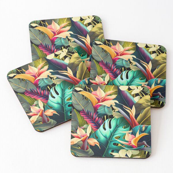 Item preview, Bejeweled Tropical Pattern Digital Painting designed and sold by CodeAndColors.