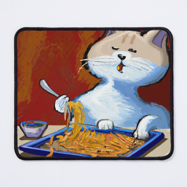 Item preview, funny cat eating noodles designed and sold by T-shirtJohny.