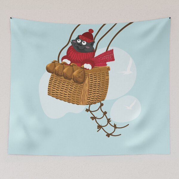 Item preview, Hand-drawn Digital Art. Fun Cat' Story. Hot Air Balloon journey designed and sold by DigiPicStock.