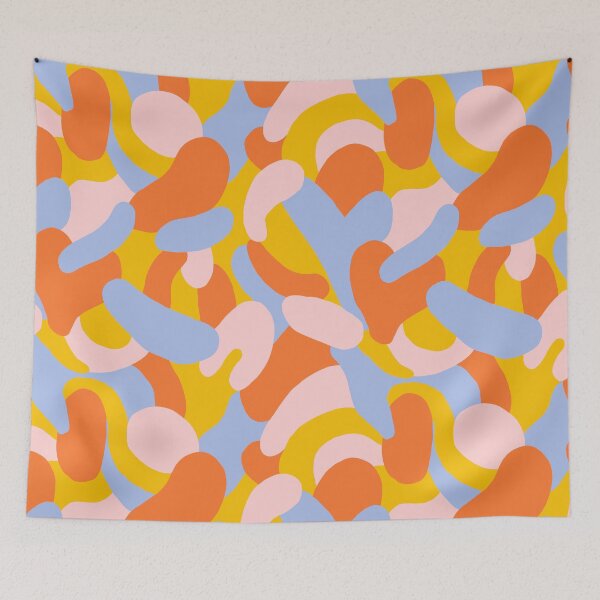 Item preview, Colorful abstract swirls pattern in orange, yellow, pink and blue designed and sold by Illustrated by Nat.