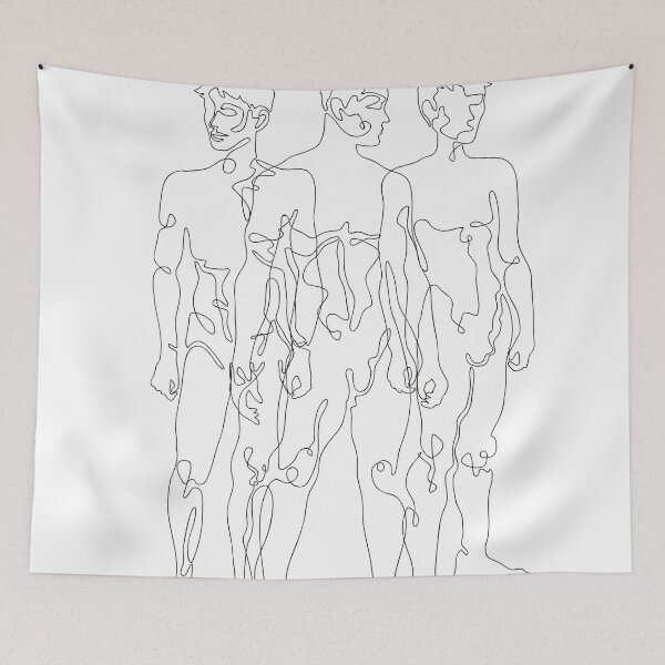 Item preview, black one line male figures  designed and sold by anneamanda.