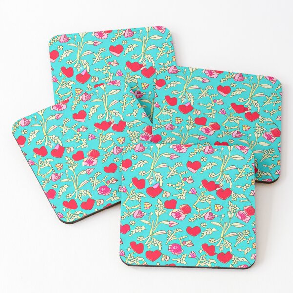 Item preview, Hearts and flowers in river designed and sold by SomePatterns.
