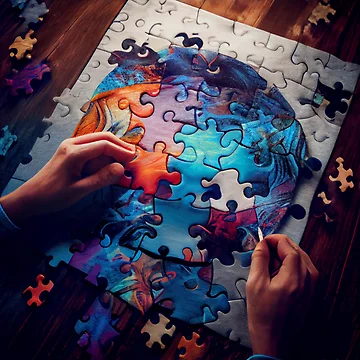 Imagen de la obra Piecing Together the Puzzle Digital Painting de CodeAndColors