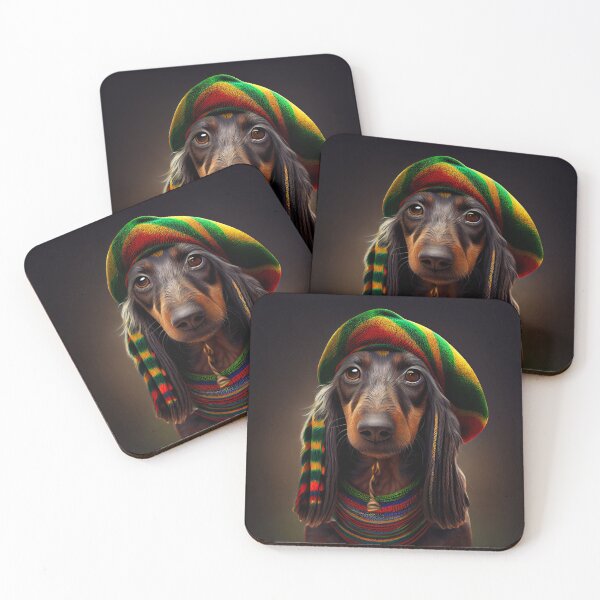 Item preview, Cute Rasta Dachshund dog portrait #9 designed and sold by Artistic Pandas.