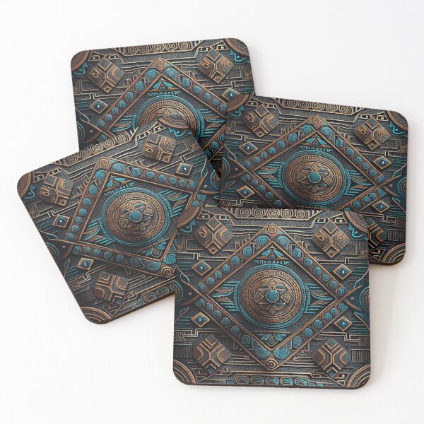 Item preview, Dark Ancient Crafty Three Dimensional Southwestern Pattern Digital Painting designed and sold by CodeAndColors.