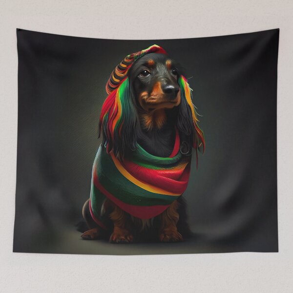Item preview, Cute Rasta Dachshund dog portrait #10 designed and sold by Artistic Pandas.