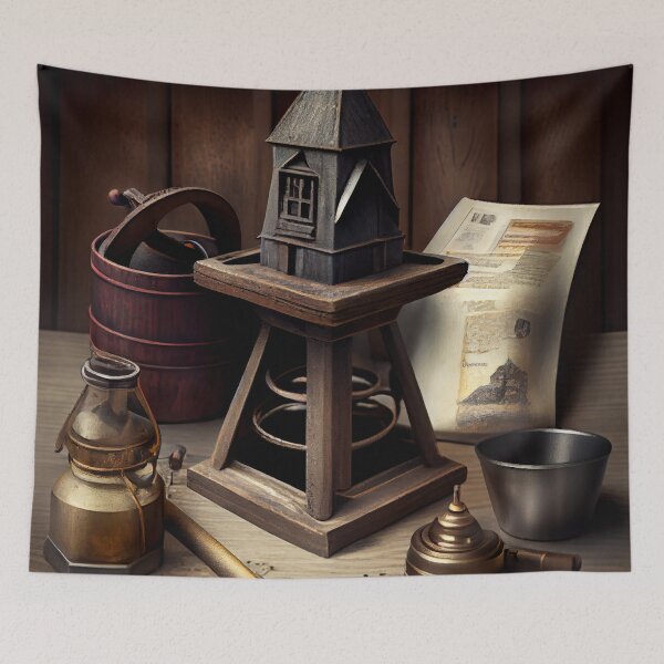 Item preview, The Old Belfry and Its Tools Auger and Powder Digital Painting designed and sold by CodeAndColors.