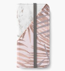 Vinilo o funda para iPhone Rose gold marble & tropical helechos