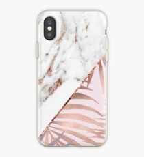 Roségold-Marmor und tropische Farne iPhone-Hülle & Cover