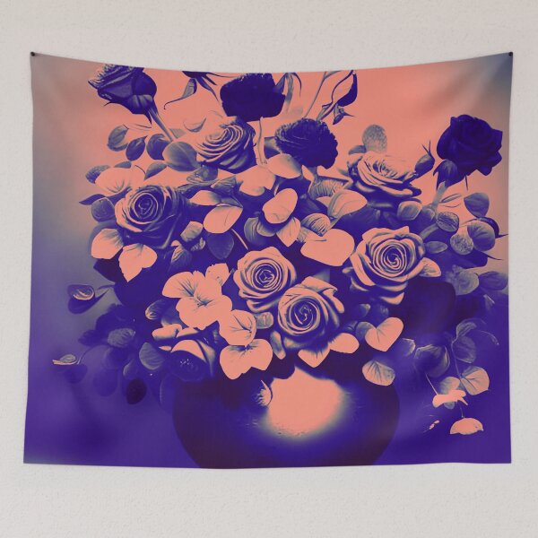 Item preview, Beautiful Peach and Blue Roses in Vase designed and sold by asurtiumgreen.
