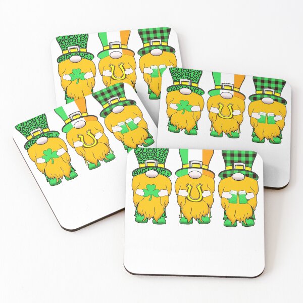 Item preview, 3 Cute Irish Gnomes Leprechauns Lucky Green Shamrocks designed and sold by funnytshirtemp.