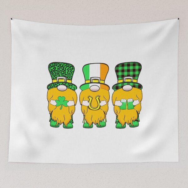 Item preview, 3 Cute Irish Gnomes Leprechauns Lucky Green Shamrocks designed and sold by funnytshirtemp.