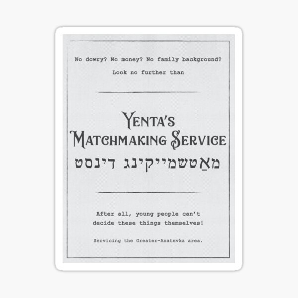 Artikel-Vorschau von Yentas Matchmaking-Service, designt und verkauft von maddynoble.