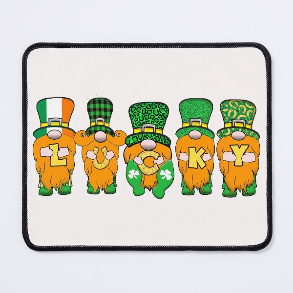 Item preview, 5 Cute Irish Gnomes Leprechauns Lucky Green Shamrocks designed and sold by funnytshirtemp.