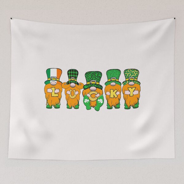 Item preview, 5 Cute Irish Gnomes Leprechauns Lucky Green Shamrocks designed and sold by funnytshirtemp.