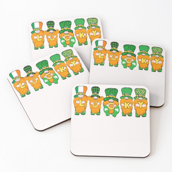 Item preview, 5 Cute Irish Gnomes Leprechauns Lucky Green Shamrocks designed and sold by funnytshirtemp.