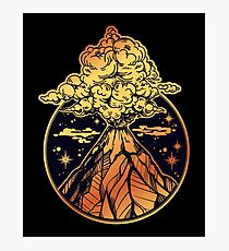 Volcano Erupting in Gold & Black Photographic Print
