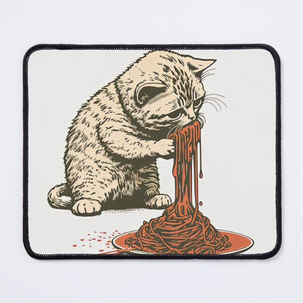 Artikelvorschau, Katze isst Spaghetti entworfen und verkauft von Chillapy.