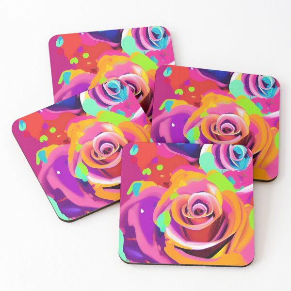 Item preview, Colorful paint splatter and roses designed and sold by CattlettArt.