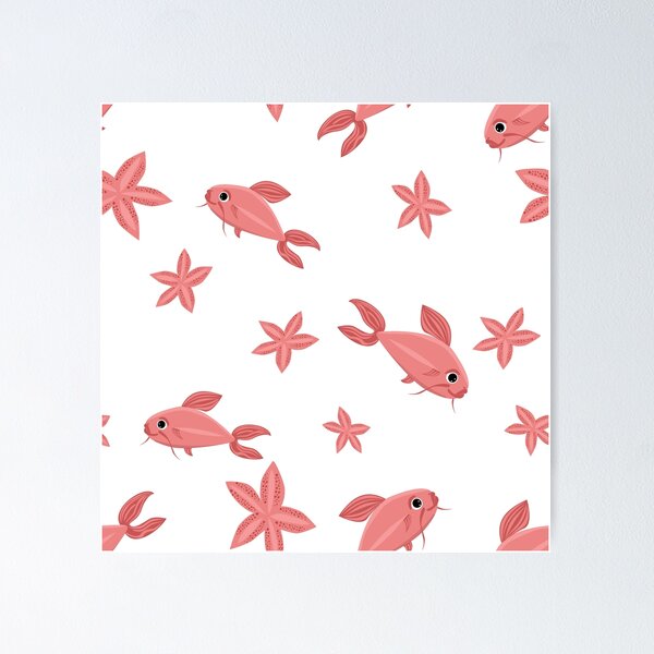 Item preview, Coral fishes and sea stars on white background  designed and sold by Aveatim.