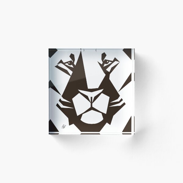 Item preview, Black and White Lion Portrait In Block Cut Style designed and sold by studioart.