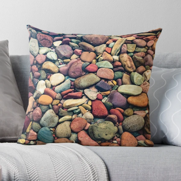 Submerged Symphony - A Colorful View Of Lake McDonald Rocks Throw Pillow  for Sale by Gregory Ballos