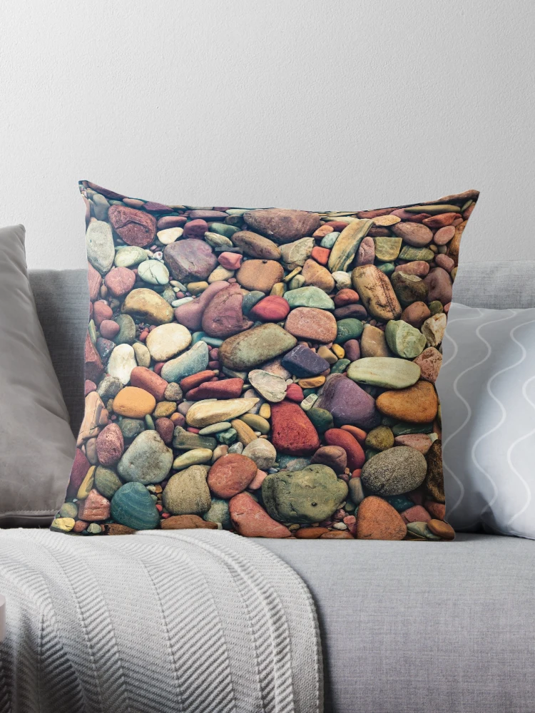 Submerged Symphony - A Colorful View Of Lake McDonald Rocks Throw Pillow  for Sale by Gregory Ballos