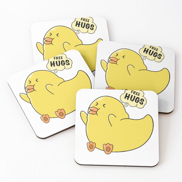 Item preview, good morning hug, cute little funny cartoon  duck designed and sold by Design_for_merch.
