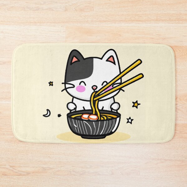 Item preview, Cute Cat Eating Ramen Noodles designed and sold by orchidgd.
